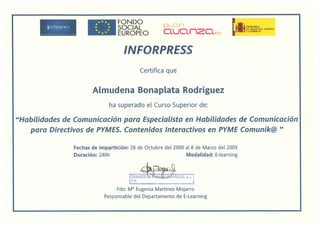 Inforpress - Curso habilidades de comunicación para directivos - 2009 certificado