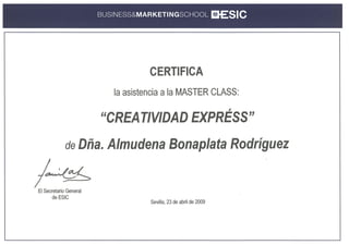 ESIC - Máster class creatividad express - 2009 certificado