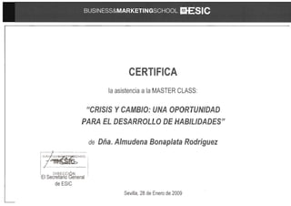 ESIC - Máster class crisis y cambio - 2009 certificado