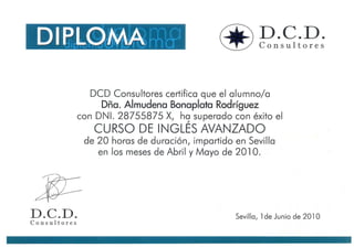 DCD - Curso inglés avanzado - 2010 certificado