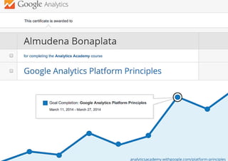 Google Analytics platform principles course - 2014 certificate
