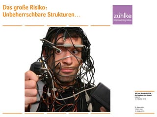 ALM und dezentrales SCM –
Die Quadratur des Kreises?
© Zühlke 2010
28. Oktober 2010
Dr. Klaus Alfert
Torben Knerr
Folie 10
Das große Risiko:
Unbeherrschbare Strukturen…
Repository
Working
Copy
Working
Copy
Repository
Working
Copy
Working
Copy
Repository
Working
Copy
Working
Copy
Repository
Working
Copy
Working
Copy
Repository
Working
Copy
Working
Copy
Repository
Working
Copy
Working
Copy
 