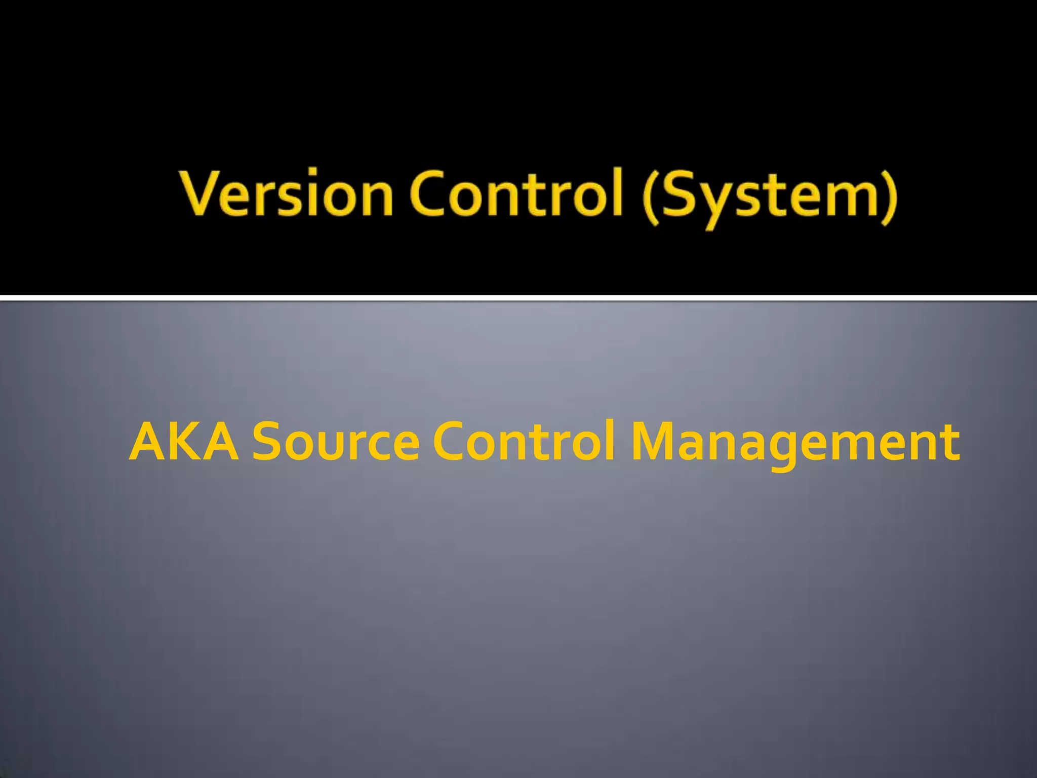 AKA Source Control Management
 