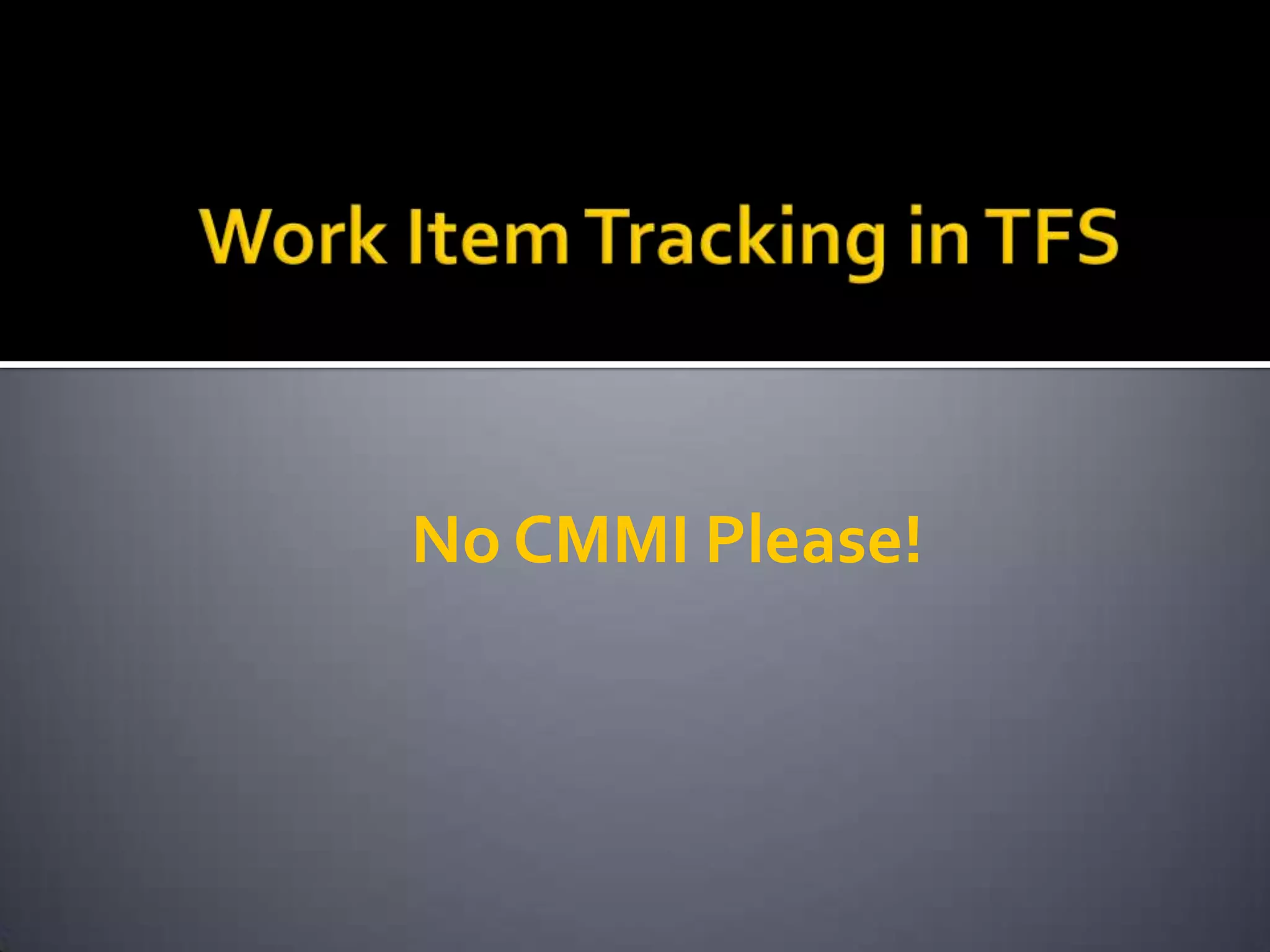 No CMMI Please!
 