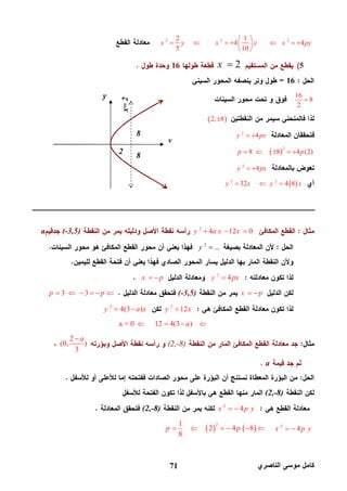 71
x
y
2
x=2
8
8
2 2 22 1
4 4
5 10
x y x y x py
 
       
 
52x 16
16
16
8
2

 2, 8
2
4y px 
 
2
8 8 4 (2)p p    
2
4y px 
 2 2
32 4 8y x y x  
2
4 12 0y a x x  (-3,5)a
2
...y 
2
4y pxx p 
x p (-3,5)3 3p p     
2
12y x2
4(3 )y a x 
a = 0 12 4(3 )a   
(2,-8)
2
(0, )
3
a
a
(2,-8)
2
4x p y (2,-8)
2
4x p y    
21
2 4 8
8
p p     
 