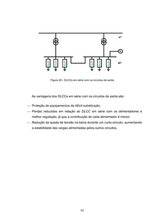 Figura 26 - DLCCs em série com os circuitos de saída




   As vantagens dos DLCCs em série com os circuitos de saída são:

 Proteção de equipamentos de difícil substituição;
 Perdas reduzidas em relação ao DLCC em série com os alimentadores e
   melhor regulação, já que a contribuição de cada alimentador é menor;
 Redução da queda de tensão na barra durante um curto-circuito, aumentando
   a estabilidade das cargas alimentadas pelos outros circuitos.




                                        62
 