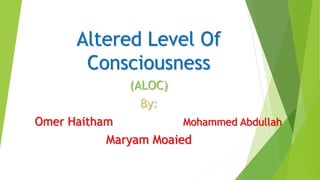 Altered Level Of Consciousness | PPTX