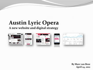 Austin Lyric Opera
A new website and digital strategy




                                     By Marc van Bree
                                         April 24, 2012
 