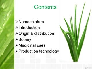 Aloe vera benefits, production and diseases | PPT