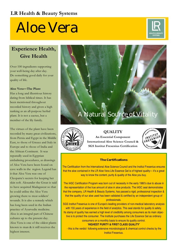 Aloe Vera Life Essence Gels Flyer Jan08