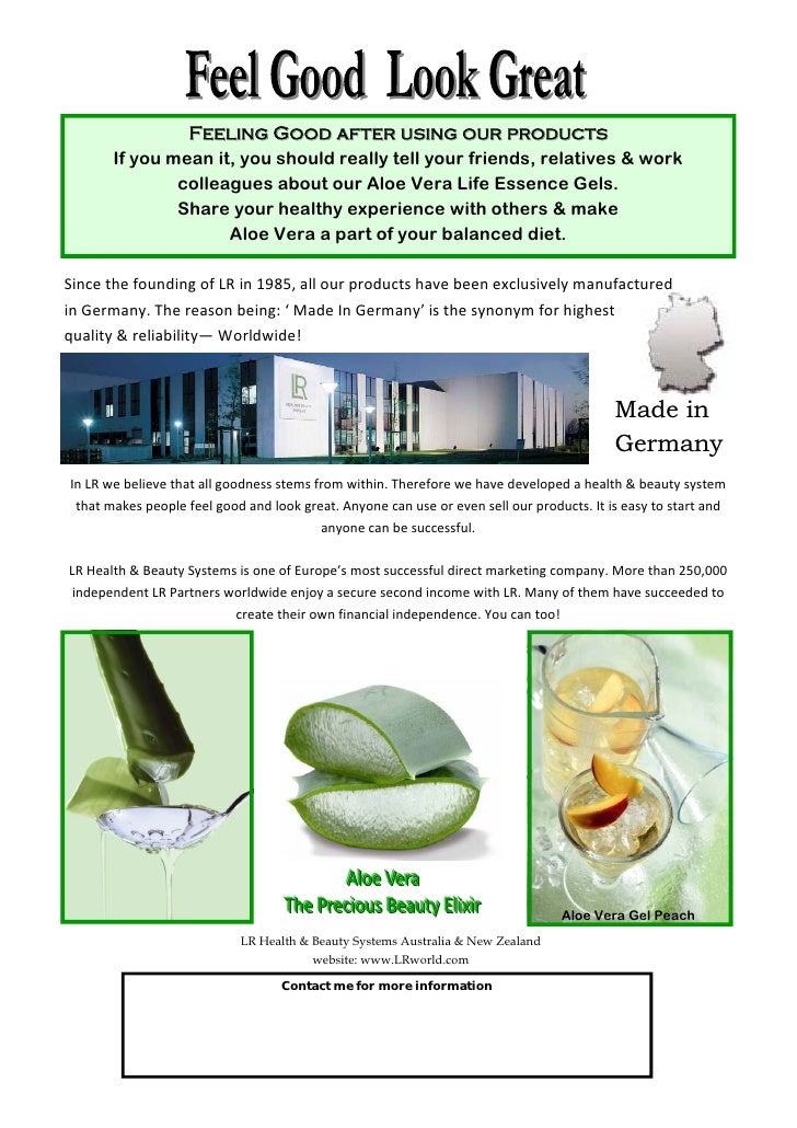 Aloe Vera Life Essence Gels Flyer Jan08