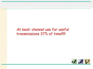 At best: channel use for useful
transmissions 37% of time!!!!!
 