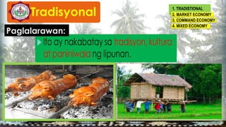 Tradisyonal 1. TRADISTIONAL
Frequency
2. MARKET ECONOMY
3. COMMAND ECONOMY
4. MIXED ECONOMY
Paglalarawan:
 