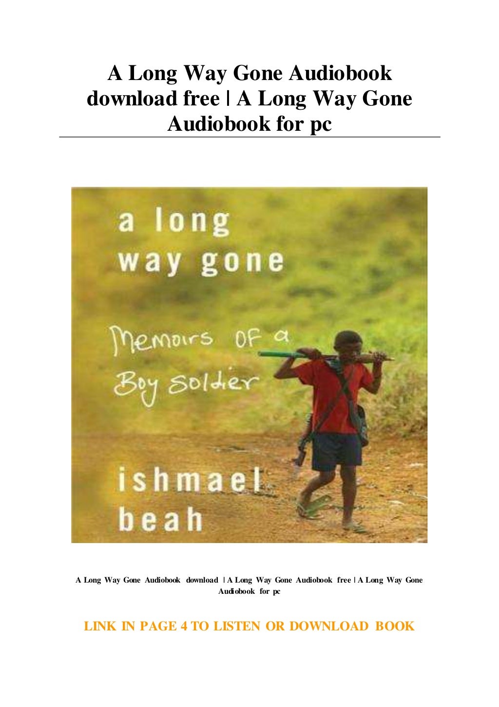 A Long Way Gone Audiobook download free A Long Way Gone Audiobook for pc