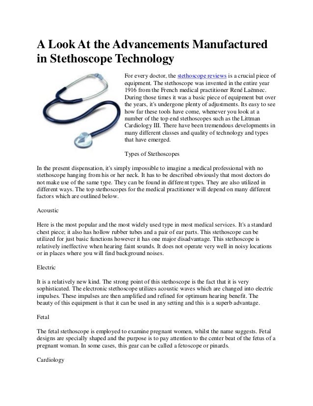 A look at the advancements manufactured in stethoscope technology