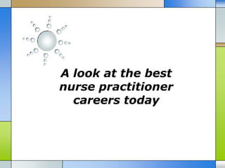 A look at the best
nurse practitioner
  careers today
 