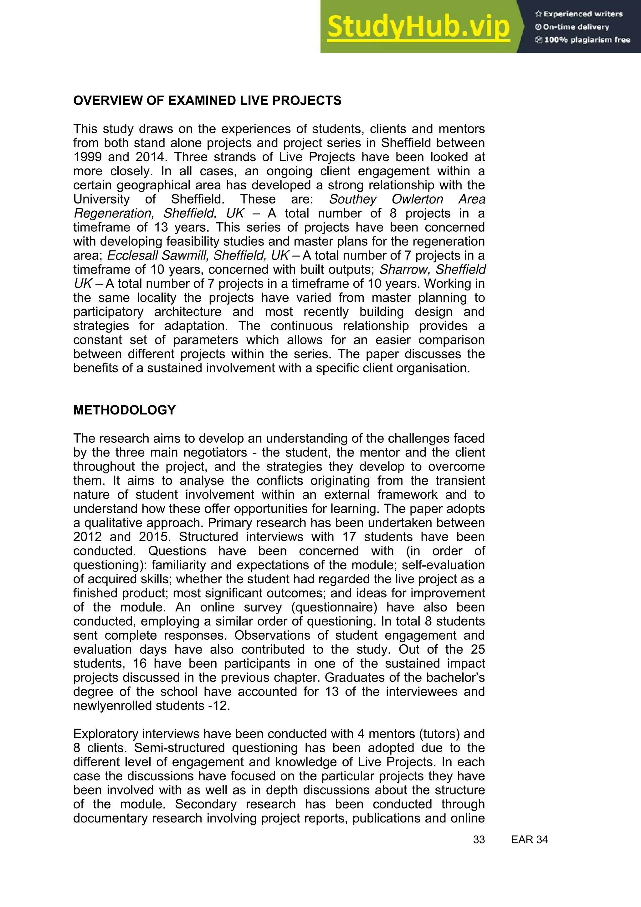 A Look At The Sheffield Live Project Model | PDF | Educational ...