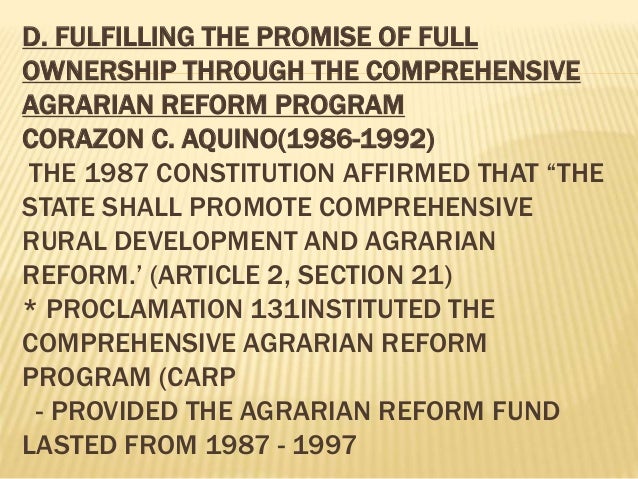 state of the philippine agrarian reform Agrarian reform secretary john castriciones urged farmers here on tuesday to avail of a government credit facility for small farmers through the state. state of the philippine agrarian reform Agrarian reform secretary john castriciones urged farmers here on tuesday to avail of a government credit facility for small farmers through the state.
