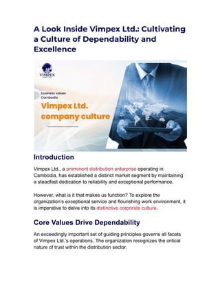 A Look Inside Vimpex Ltd.: Cultivating a Culture of Dependability and Excellence