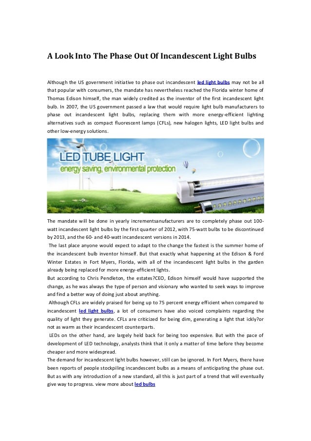 A look into the phase out of incandescent light bulbs