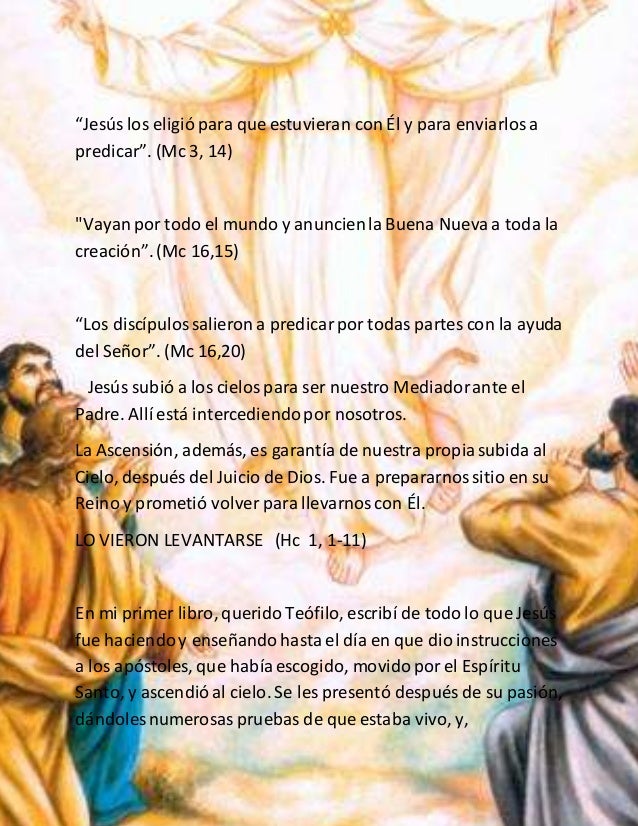 LA ASCENSION DE JESUS A LOS CIELOS