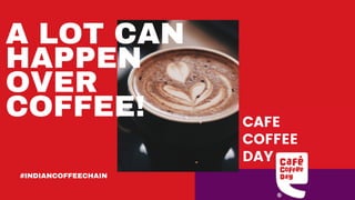 CAFE
COFFEE 
DAY
#INDIANCOFFEECHAIN
A LOT CAN
HAPPEN
OVER
COFFEE!
 