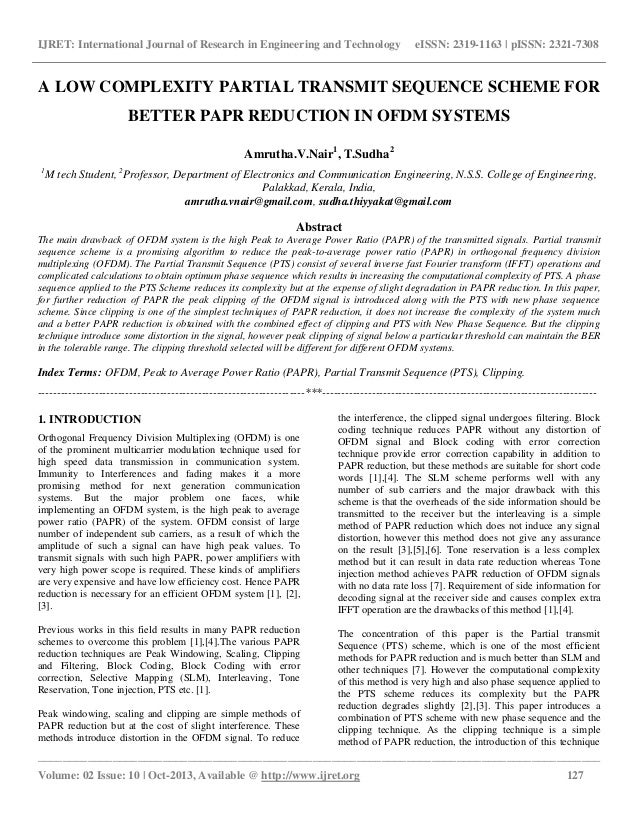 A Low Complexity Partial Transmit Sequence Scheme For Better Papr Red A Low Complexity Partial Transmit Sequence Scheme For Better Papr Red