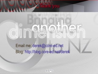 Thank you Email me:  [email_address] .net   Blog:  http: //blog .core-ed.net/derek   