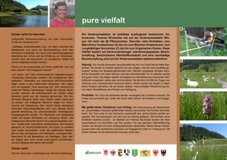 171
		
pure vielfalt
Günter Jaritz im Interview:
Zeitgemäße Almbewirtschaftung und hohe Artenvielfalt,
ist das ein Wiederspruch?				
„Vielfältige Almlandschaften sind, vor allem unterhalb der
Waldgrenze, erst durch die Bewirtschaftung durch den
Menschen entstanden. Nur durch eine standortangepasste
Bestoßung der Almen und die Erhaltung von Strukturele-
menten kann die botanische und zoologische Vielfalt auf
Almen langfristig erhalten werden.“ 			
Warum ist die Biodiversität auf Almen gefährdet, und wie
kann diesem Trend begegnet werden?		
„Auf Almen sind viele unterschiedliche Vegetationstypen
mosaikartig miteinander verzahnt. Die ertragreichen Wei-
deflächen, Fettweiden und artenreiche Milchkrautweiden
liegen meist in den hüttennahen Bereichen. Hier halten
sich die gealpten Tiere bevorzugt auf. Vom Almzentrum
entfernte Flächen beherbergen häufig die höchste Biodi-
versität. Nehmen die Auftriebszahlen ab, werden diese
Bereiche zuerst aus der Nutzung genommen. Die hüt-
tennahen Bereiche laufen dann Gefahr weiter intensiviert
zu werden. Die entlegenen Bereiche neigen zur Verbu-
schung und Verwaldung. Dem Verlust dieser ökologisch
wertvollen Grenzertragsflächen kann zum Beispiel durch
gezielte Bestoßung mit unterschiedlichen Tierkategorien
entgegengewirkt werden. Für Milchkühe und Mutterkühe
sollen die besten Almweiden zur Verfügung stehen. Die
entlegeneren Bereiche können mit Jungvieh bestoßen wer-
den. Traditionelle, autochtone Nutztierrassen sind bestens
geeignet um naturschutzfachliche „hot spots“ zu erhalten
oder wieder herzustellen. Unter den gefährdeten Rassen
gibt es sehr genügsame und trittsichere „Leichtgewichte“,
besonders für die Beweidung von Steillagen. Dazu zäh-
len Ziegen aber auch einige ursprüngliche Schafrassen,
wie zum Beispiel das Alpine Steinschaf.“		
Günter Jaritz
Amt der Salzburger Landesregierung, Naturschutzabteilung
Die Hinterseewaldalm ist beliebtes Ausflugsziel botanischer Ex-
kursionen. Thomas Strubreiter hat auf der Hinterseewaldalm Wie-
sen mit mehr als 80 Pflanzenarten. Darunter viele Orchideen, vom
Männlichen Knabenkraut (G) bis hin zum Bleichen Knabenkraut, vom
Langblättrigen Sonnentau (C) bis hin zum Ungarischen Enzian. Diese
Vielfalt basiert auf jahrhundertelanger standortangepasster Bewirt-
schaftung. Geschlossene Nährstoffkreisläufe und eine nachhaltige
Bewirtschaftung sind auf der Hinterseewaldalm selbstverständlich.
Alpung: Die Familie Strubreiter bewirtschaftet die Alm von Ende Mai bis Mitte Sep-
tember. Die Rinder (F) weiden getrennt von den Ziegen. Die Alm wird sorgfältig ge-
koppelt, sodass die Beweidungsintensität dem Standort angepasst erfolgen kann.
Bunte Almweiden mit vielen Blumen sind dem Bewirtschafter (D, E) ebenso wichtig
wie gutes Futter. Die Ziegen werden vorwiegend zur Rekultivierung verbuschter Wei-
deflächen eingesetzt. Jedes Jahr wird ein kleiner Teil der Alm mit Hilfe der Ziegen von
Gebüsch und unerwünschtem Aufwuchs befreit. Hierfür werden die Ziegen in relativ
kleine Koppeln getrieben, die sie sauber abäsen. Nach erfolgter Rekultivierung ste-
hen diese Weideflächen den Rindern zur Verfügung.
Produkte: Die Tiere des Betriebes werden vorwiegend als Zuchttiere verkauft. Die
Preise sind prinzipiell gut, hinter der Zucht steht jedoch viel Aufwand und Engage-
ment.
Mit gefährdeten Nutztieren zum Erfolg: Die Entscheidung der Bewirtschaf-
ter, ausschließlich Nutztiere gefährdeter Rassen einzusetzen fiel Familie Stubreiter
leicht: Die Tiere sind an die heimische Landschaft seit Jahrhunderten perfekt an-
gepasst. Sie sind genügsam und sehr gut zur Alpung geeignet. Sie kommen ohne
Kraftfutter bestens zurecht - am Betrieb von Thomas Strubreiter werden die Tiere
ausschließlich mit Grünfutter und Heu ernährt. Für den geringen Nährstoffeintrag
danken die Wiesen mit einer außergewöhnlichen Blütenfülle. Neben diesen Überle-
gungen steht das persönliche Interesse und Engagement stark im Vordergrund. Mit
diesen Rassen ist viel bäuerliches Kulturgut verbunden.
E
F
G
H
 