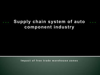 Supply chain system of auto component industryImpact of free trade warehouse zones
