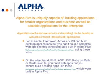 Alpha Five Version 8 - Rapid tool to build Web & Desktop DB ...