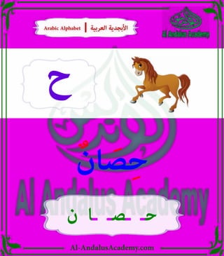 Al-AndalusAcademy.com
‫ح‬
ٌ‫ان‬ َ
‫ص‬ِ‫ح‬
‫ن‬ ‫ـا‬ ‫ـصـ‬ ‫حـ‬
Arabic Alphabet | ‫العربية‬ ‫األبجدية‬
Arabic Alphabet | ‫العربية‬ ‫األبجدية‬
 