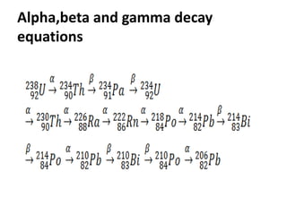 Alpha,beta and gamma decay
equations
 