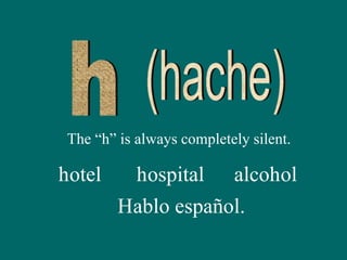 The “h” is always completely silent.
ospitalh olhalcootelh
ablo español.H
 
