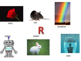 ROSE RAT
RAINBOW
ROBOT RABBIT
RAIN
 