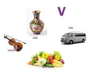 VASE
VEGETABLES
VIOLIN
VAN
 