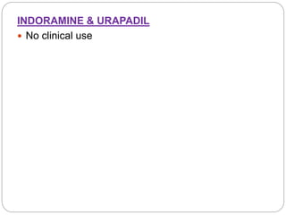 INDORAMINE & URAPADIL
 No clinical use
 