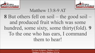 "Good Seed. Good Ground?" Matthew 13:1-23 Sermon Slideshow | PDF