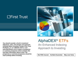 You should consider a fund’s investment
                                                  AlphaDEX® ETFs
objectives, risks, and charges and expenses
carefully before investing. Contact First Trust
                                                  An Enhanced Indexing
Portfolios L.P. at 1-800-621-1675 or visit
www.ftportfolios.com to obtain a prospectus
                                                  Approach to Investing
or summary prospectus which contains this
and other information about a fund. The
prospectus or summary prospectus should be
read carefully before investing.                  Not FDIC Insured · No Bank Guarantee · May Lose Value
 