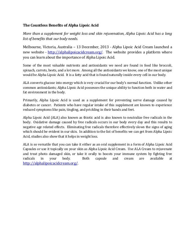 alpha lipoic acid face cream