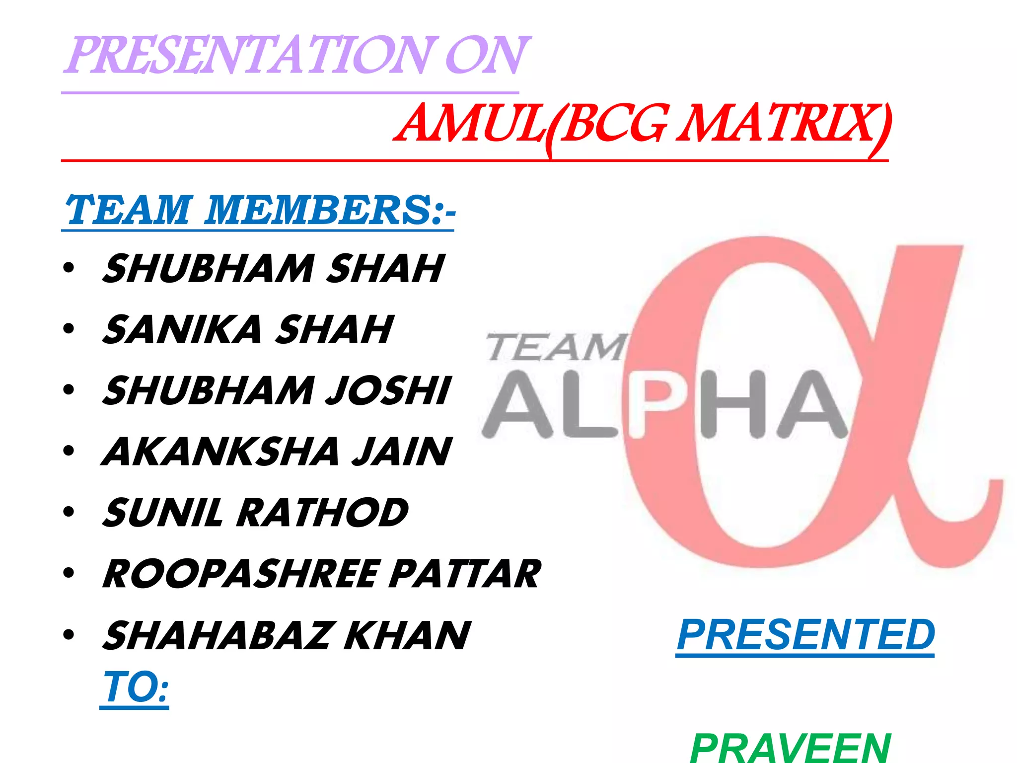 Amul Matrix AMUL BCG Matrix | PPTX