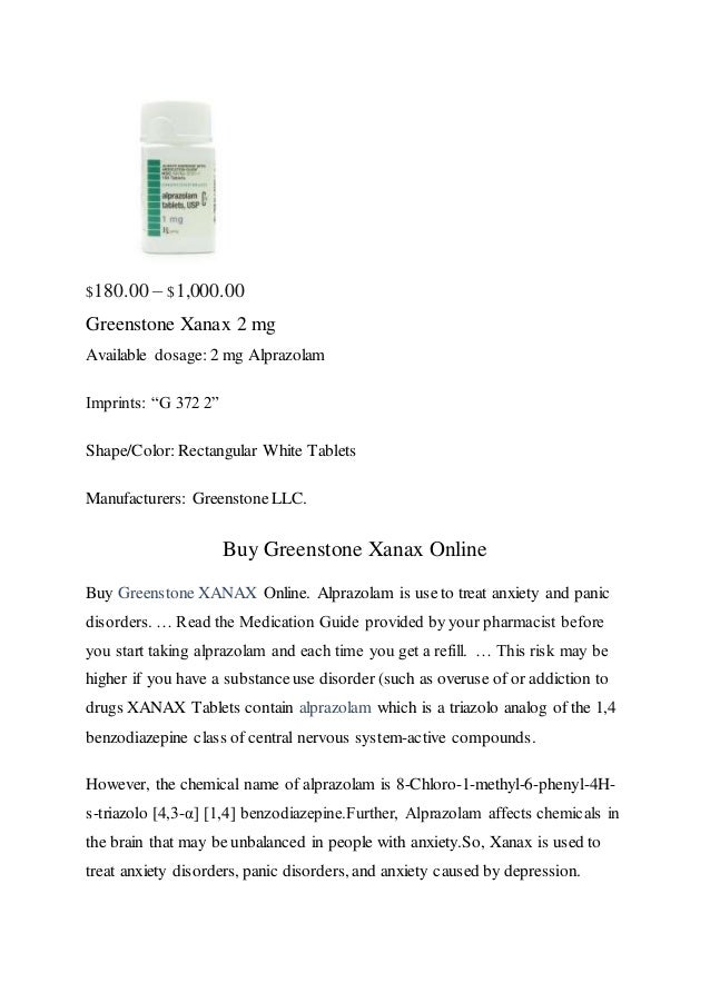 Buy greenstone xanax online