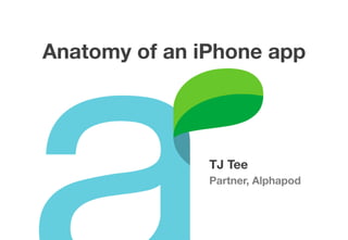Anatomy of an iPhone app




               TJ Tee
               Partner, Alphapod
 