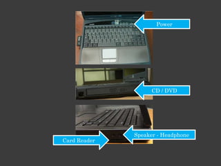 Power




                    CD / DVD




              Speaker - Headphone
Card Reader
 