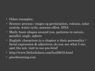 Create A Collage

•   Images: (volcano / germination of seed)
•   Use camera to record it / download from a source
•   Import into software for editing (MS Picture manager)
•   Edit images, cut unwanted portion,
•   merge portions from different images
•   Add text, shapes, gestures
•   Store and share
 