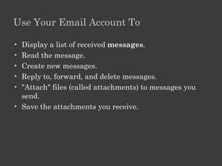 Create An Account In Gmail
Write And Send Email
• Send an email to one teacher in the group
• Write in not more than three lines your experience of
  creating an email account
 