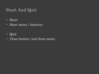 Module 4: Introduction To Word Processor

   Uses
   Start and Quit
   Interface
   Save and open
   Enter and edit
   Formatting
   Indents
   Tables and photographs
   Print
   Practice
 