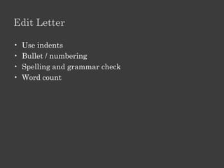 Formatting

•   Font Size, Style, Colour
•   Bold Italic Underline
•   Alignment
•   Hyperlink
•   Spacing: character, line, paragraph
 