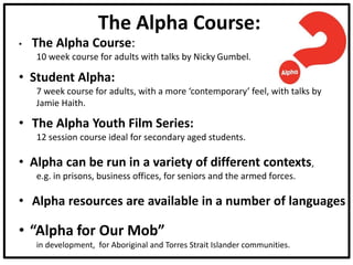 Alpha Course Slideshow Alpha toolkit of evangelisation and family resources - Lorraine ...