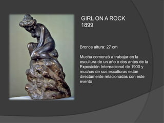 CABEZA DE MUCHACHA 1900Bronce, plata y dorado de paquetería 29 x 10 x 22 Mucha diseñó esta escultura para la exposición de la Houbigant famoso fabricante de perfumes en la Exposición Internacional en 1900. Aunque la forma de la escultura se deriva de obras del Renacimiento, la técnica y el acabado de alto, creando efectos sorprendentes de luz y color, son típicos de la artesanía contemporánea